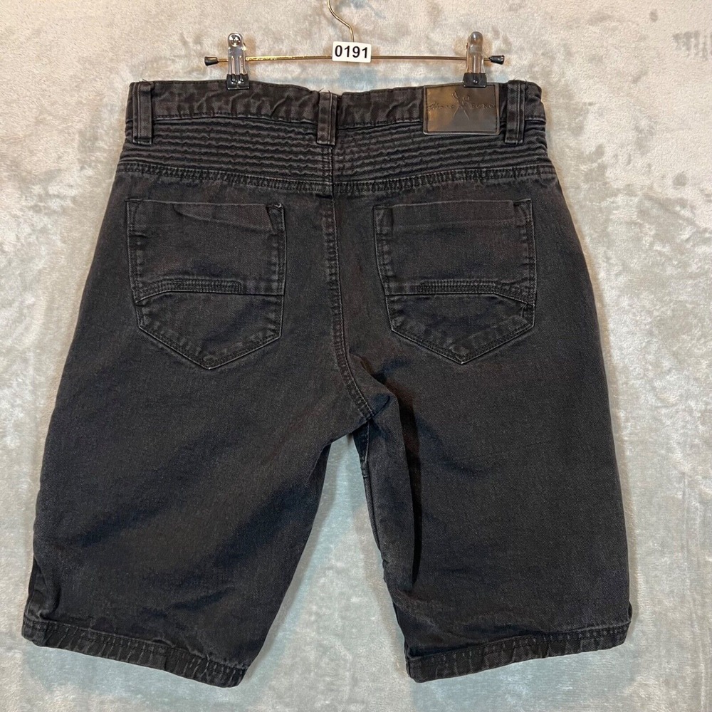 Marc Ecko Cut And Sew‎ Mens Black Shorts Size 32 Distressed Motto - Picture 9 of 12
